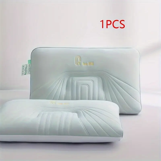 1pc 3D Ergonomic Cervical Support Pillow - Cooling Ice Silky Fabric, Breathable & Hypoallergenic, Modern Design for Home, Hotel, Dorm Use, Dorm Room Essentials, Contemporary Sleepwear, Polyester Fill