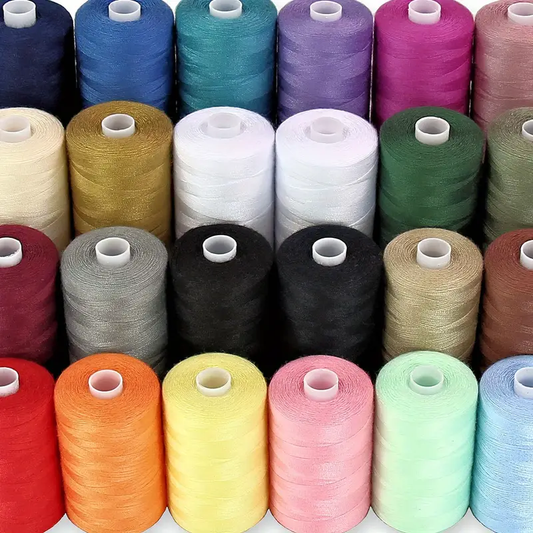 24 Color Assorted 1000m Spool of Polyester Sewing Thread - Suitable for Hand and Domestic Sewing Machines
